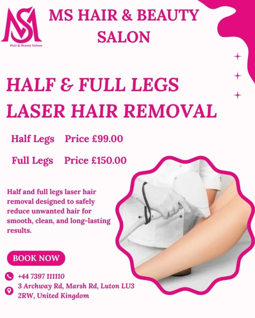Permanent laser hair removal Luton — client result at MS Beauty Salon Leagrave